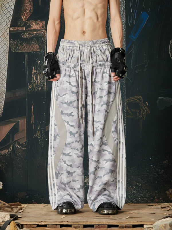 Camo Wide-Leg Athletic Track Pants 1