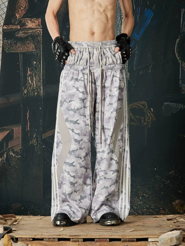 Camo Wide-Leg Athletic Track Pants 2