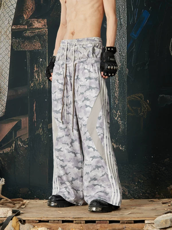 Camo Wide-Leg Athletic Track Pants 4