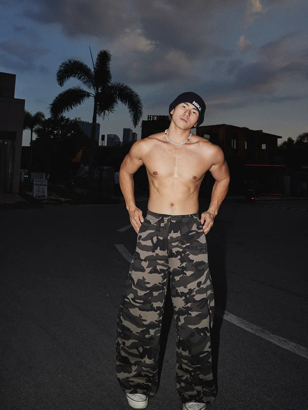 Camo Wide-Leg Elastic Waist Pants 1