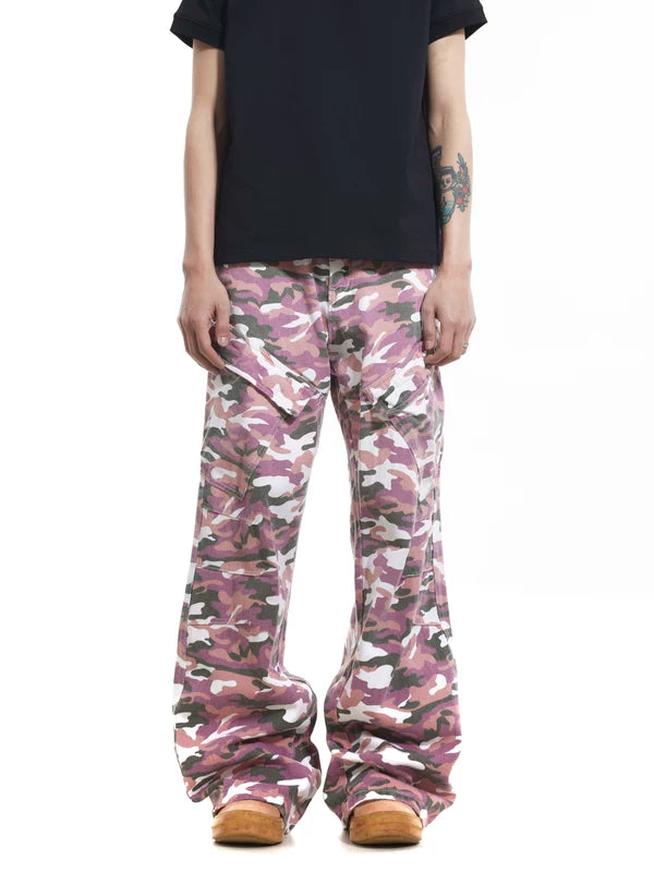 Camouflage Multi-Pocket Flared Cargo Pants 3