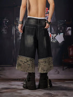 Camouflage Patchwork Wide-Leg Denim Pants 4