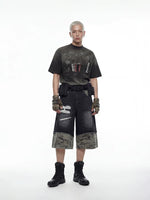 Camouflage Patchwork Wide-Leg Denim Pants 5