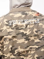 Camouflage Ripped Cotton Bomber Jacket 3