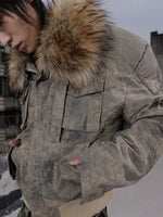 Camouflage Short Jacket with Removable Fur Collar 2