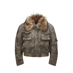 5639099364022,5639099364023,5639099364024, Camouflage Short Jacket with Removable Fur Collar