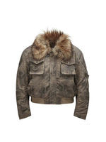 5953024425299,5953024425300,5953024425301, Camouflage Short Jacket with Removable Fur Collar