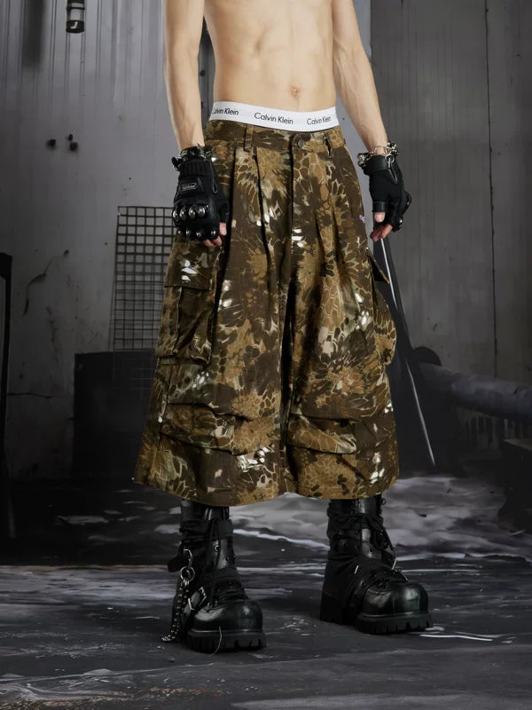 Camouflage Wide-Leg Cargo Pants 3