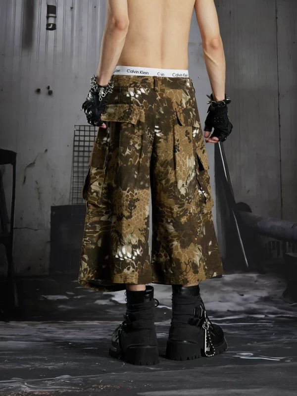 Camouflage Wide-Leg Cargo Pants 4