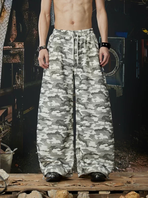 Camouflage Wide Leg Drawstring Sweatpants 1