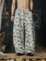 Camouflage Wide Leg Drawstring Sweatpants 2