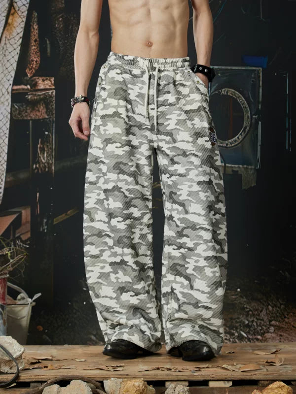 Camouflage Wide Leg Drawstring Sweatpants 2