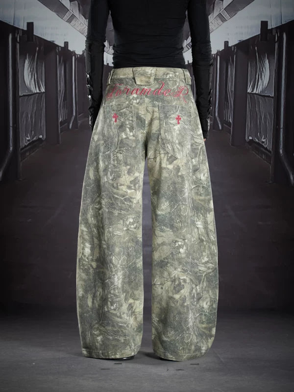 Camouflage Wide-Leg Loose Fit Pants 2