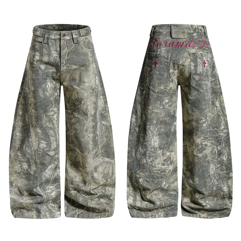 6162682587097,6162682587098,6162682587099,6162682587100,6162682587101, Camouflage Wide-Leg Loose Fit Pants