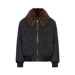 Canvas Flight Jacket with Removable Shearling Collar 1