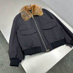 Canvas Flight Jacket with Removable Shearling Collar 2