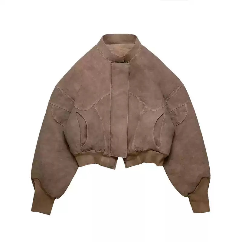 Canvas Retro Bomber Baseball Jacket 1