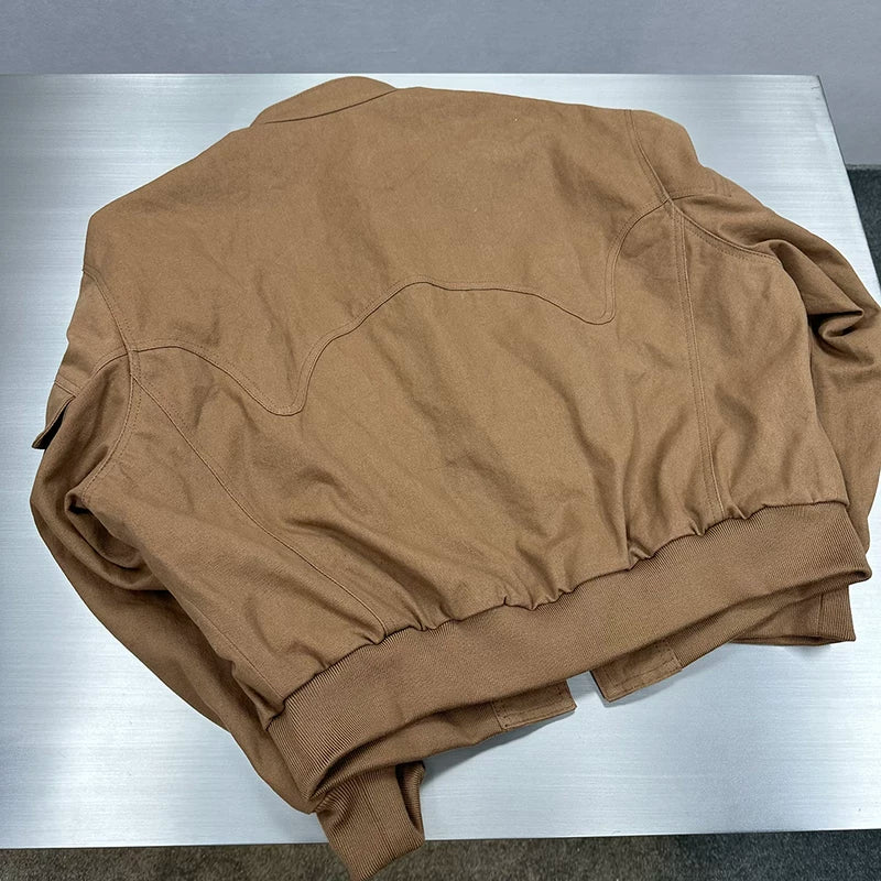 Canvas Retro Bomber Baseball Jacket 4