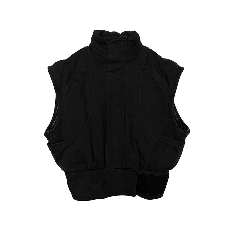 Canvas Stand Collar Detachable Vest Jacket 2