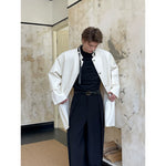 Cape-Style Belted Coat with Round Neck 4