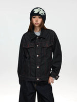 Casual Denim Lapel Jacket with Stitch Detailing 2