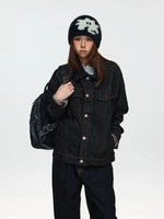 Casual Denim Lapel Jacket with Stitch Detailing 3