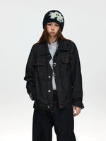 Casual Denim Lapel Jacket with Stitch Detailing 4