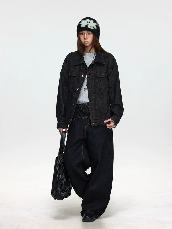Casual Denim Lapel Jacket with Stitch Detailing 5