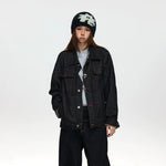 6178997419047,6178997419048,6178997419049,6178997419050, Casual Denim Lapel Jacket with Stitch Detailing