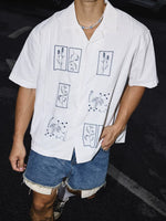 Casual Floral Embroidery Short Sleeve Shirt 3