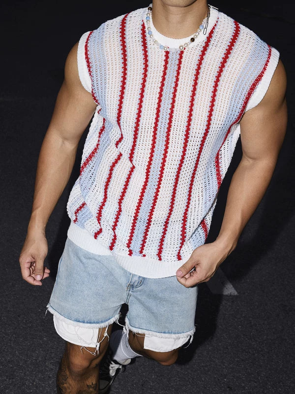 Casual Striped Knit Sleeveless Vest 3