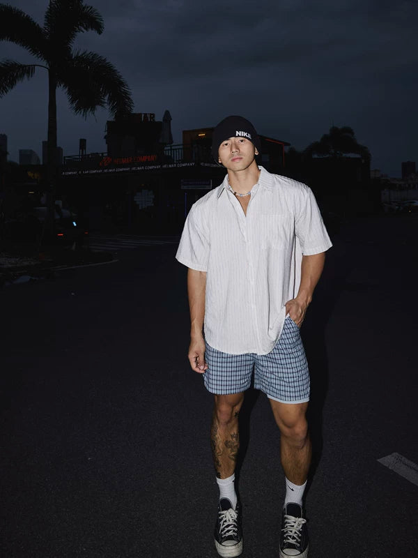 Casual Striped Linen Short Sleeve Shirt 2