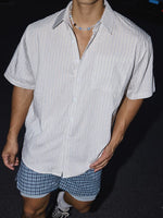 Casual Striped Linen Short Sleeve Shirt 3