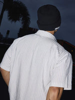 Casual Striped Linen Short Sleeve Shirt 4