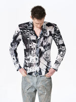 Character Print Slim Fit Mesh Shirt 3