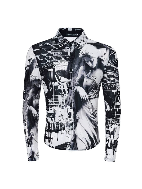 Character Print Slim Fit Mesh Shirt 5
