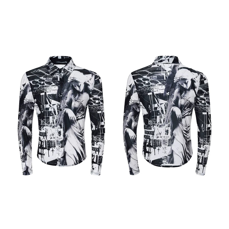 6035912285492,6035912285493,6035912285494,6035912285495, Character Print Slim Fit Mesh Shirt