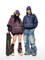 Checkered Fleece Oversized Hooded Sweatshirt 4