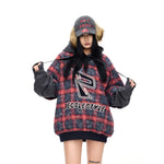5663869645231,5663869645232,5663869645233, Checkered Fleece Oversized Hooded Sweatshirt