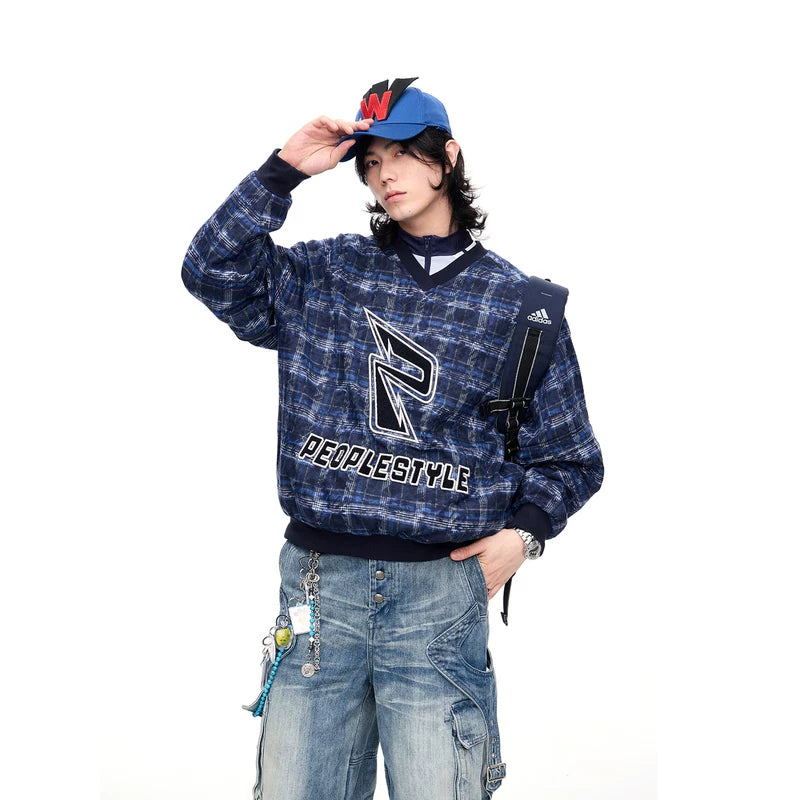 5663869645234,5663869645235,5663869645236, Checkered Fleece Oversized Hooded Sweatshirt
