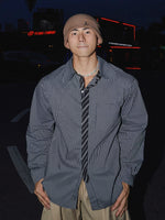 Checkered Long-Sleeve Shirt With Tie Design 3