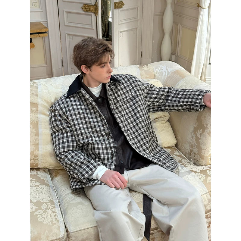 Checkered Padded Cotton Oversized Jacket 5