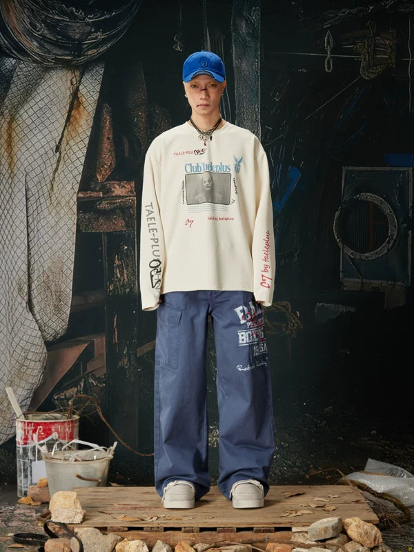 Clown Graphic Waffle Knit Crewneck Sweatshirt 4