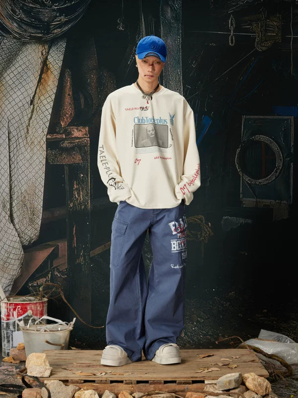 Clown Graphic Waffle Knit Crewneck Sweatshirt 5