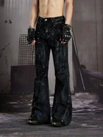 Coated Rivet Slim Fit Flared Pants 4