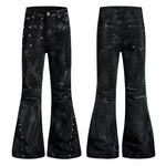 6096548680131,6096548680132,6096548680133,6096548680134,6096548680135, Coated Rivet Slim Fit Flared Pants