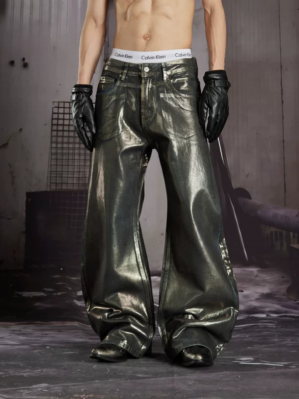 Coated Wide-Leg Flared Jeans 5