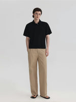 Collared Cotton T-Shirt With Diagonal Zipper 5