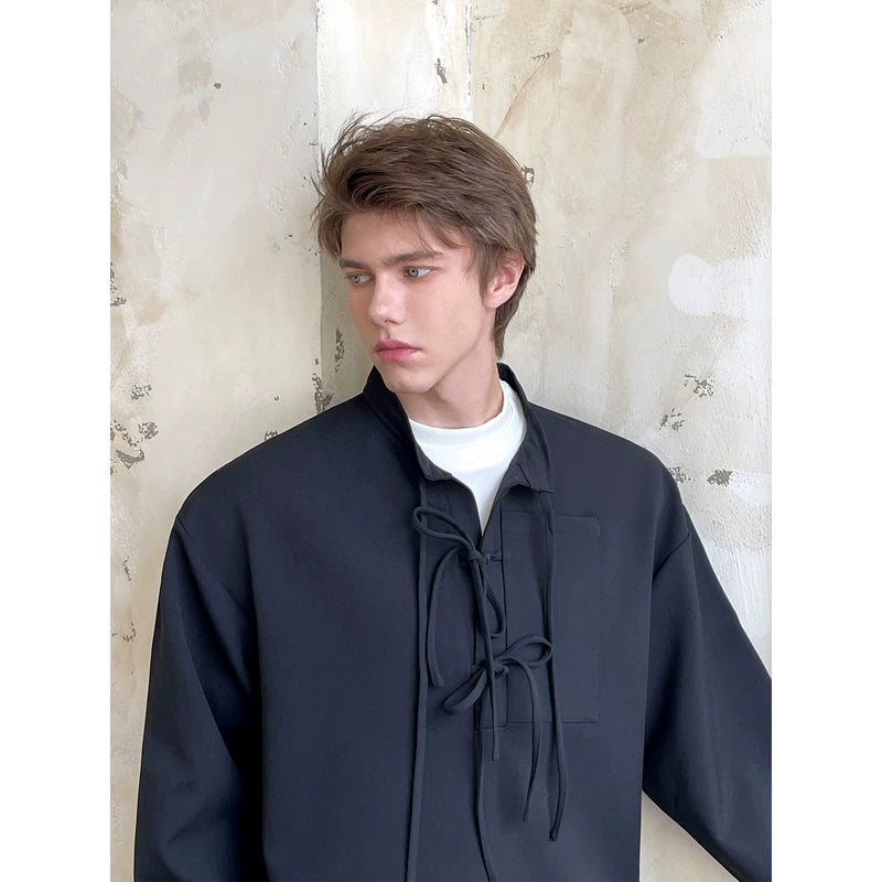 Collared Drawstring Pullover Casual Shirt 3