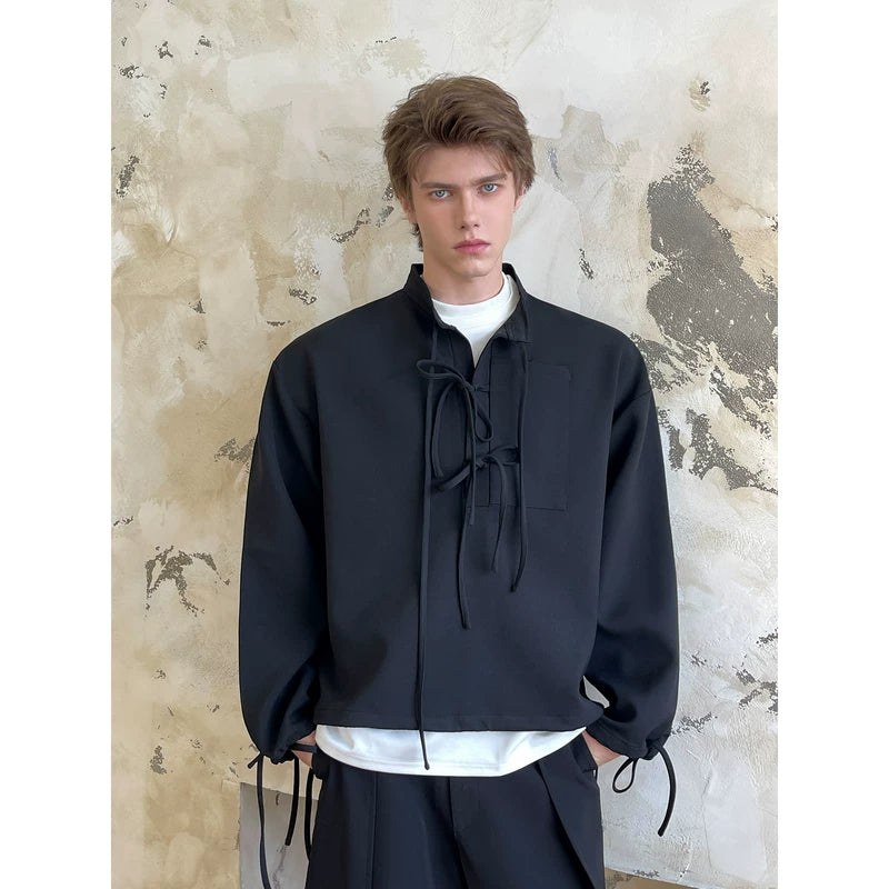 Collared Drawstring Pullover Casual Shirt 5